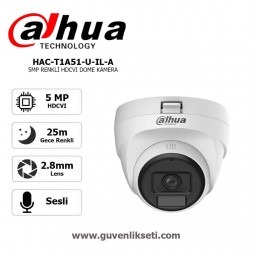 Dahua HAC-T1A51-U-IL-A 5mp Gece Renkli ve Sesli AHD HDCVI Dome Kamera